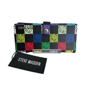 Brand New Steve Madden Black Color Block Fold Over Wallet